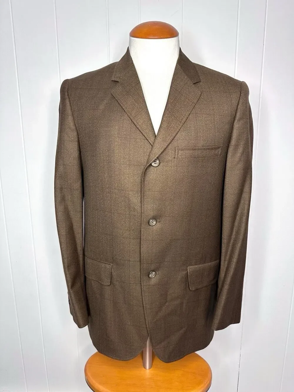 Vintage 70s-80s Anderson Little Brown Windowpane Checkered Blazer Mens 37R Union